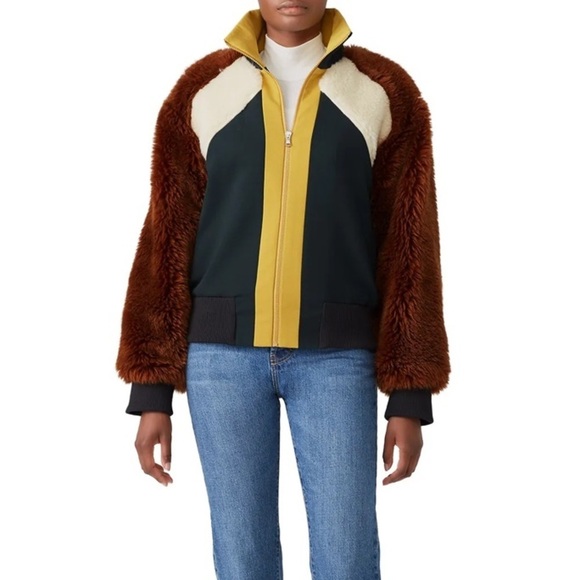 Sea New York Jackets & Blazers - SEA NEW YORK Combo Faux Fur Track Jacket Size Small